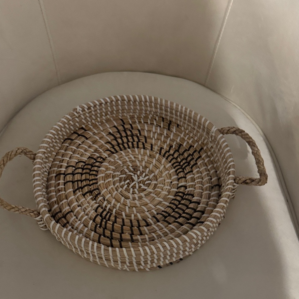 Rustic Brown and Cream Woven Basket Set - Picture 4 of 4
